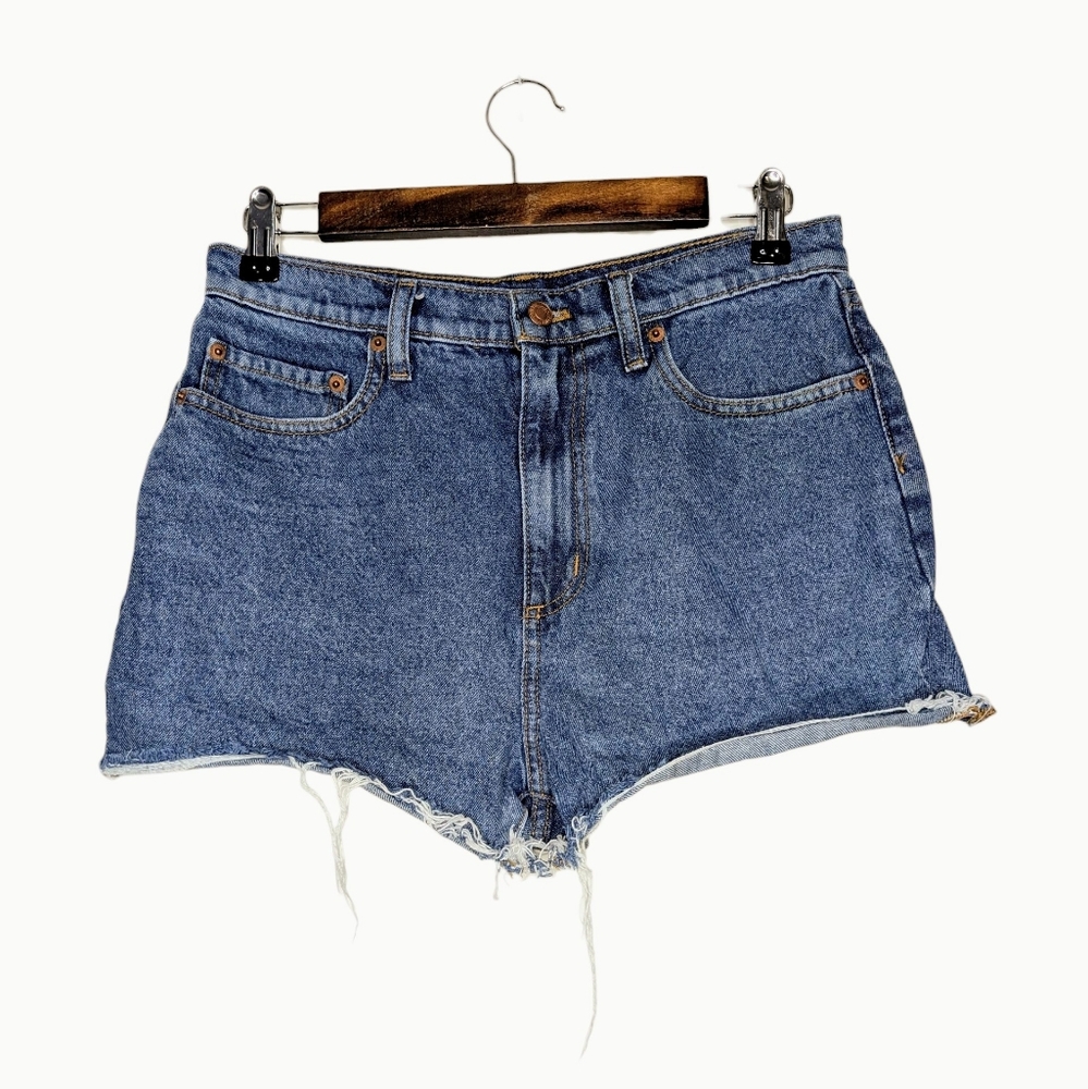 PINK by Victoria's Secret High Waisted Blue Jeans Shorts w/ Raw Hem Size 29